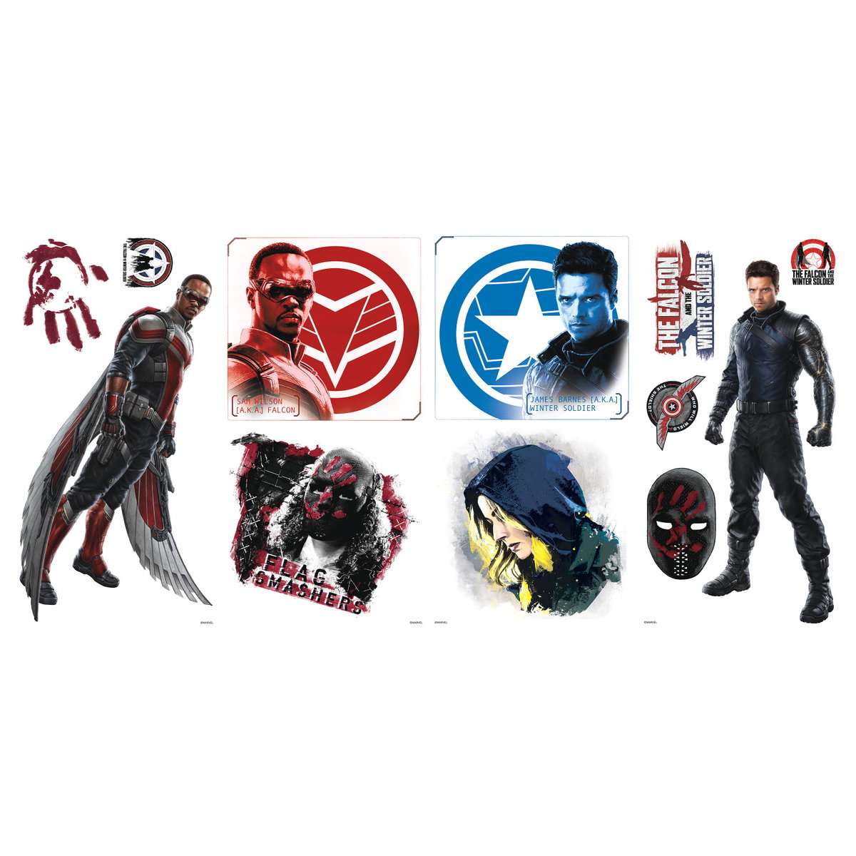 Falcon & The Winter Soldier Wall Decals, by York Wall, 1'4.8" length x 9" width x 2.23" depth