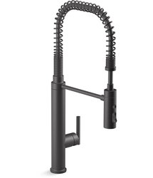 Online Designer Bedroom Kohler Purist® Single Handle Semi-Professional Pre-Rinse Kitchen Faucet with Pull Down Sprayer K-24982-BL