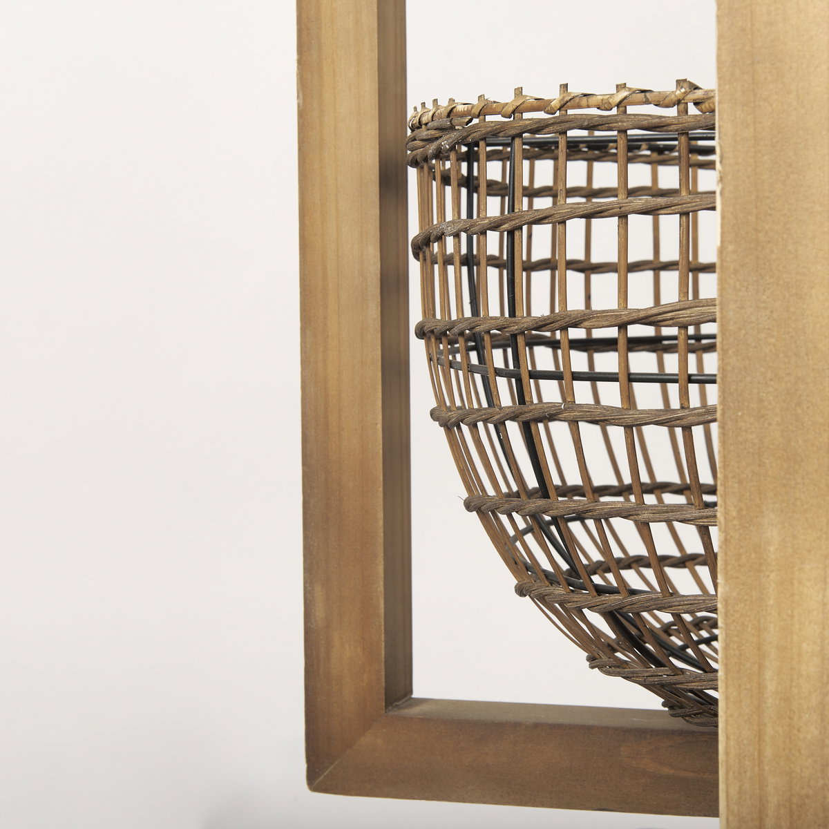 Kiley Warm Wood Basket Lantern Pendant Light, by Mercana, 15.75" length x 15.75" width x 37.2" height View 8