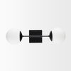 Edie Matte Black Metal with Frosted Glass Globes 2-Light Wall Sconce, by Mercana, 22" length x 7.5" width x 6" height thumbnail 8
