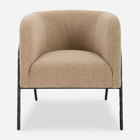 Jacobsen Tan Shearling Barrel Chair