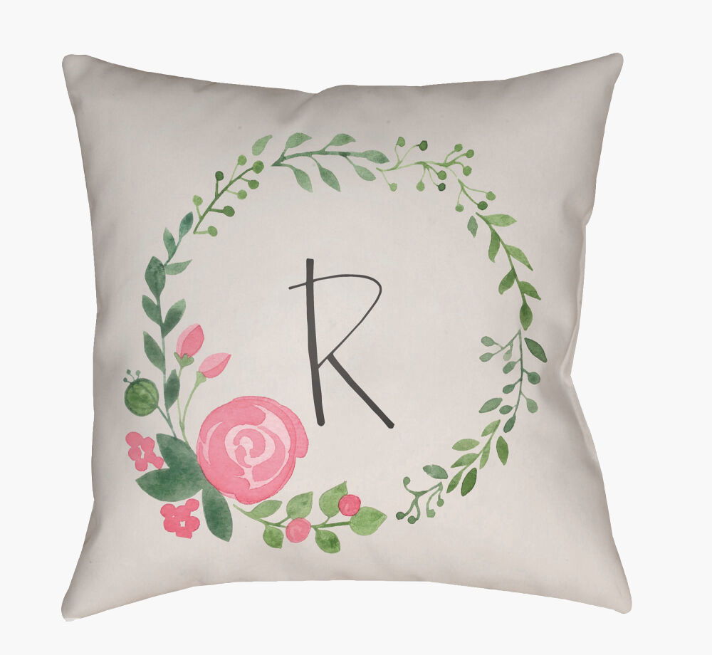 Initials II Accent Pillow, Decorative Pillow by Surya, 18" length x 18" width