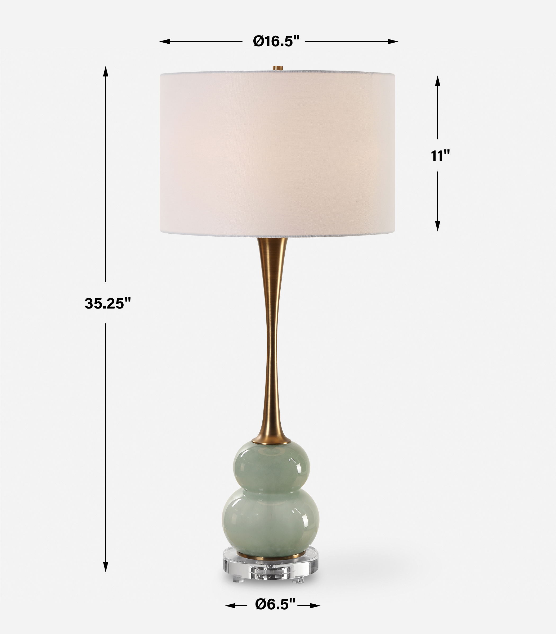Sanctuary Green Gray Table Lamp, by Uttermost, 16.5" width x 35.25" height x 16.5" depth View 3