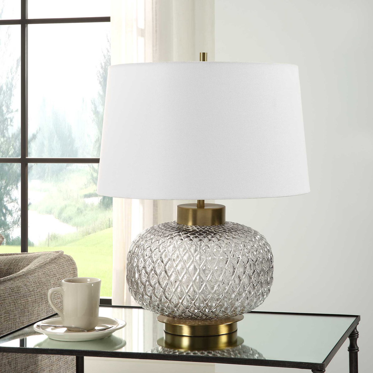 Estelle Glass Table Lamp, by Uttermost, 1'5" width x 1'10" height x 1'5" depth View 4
