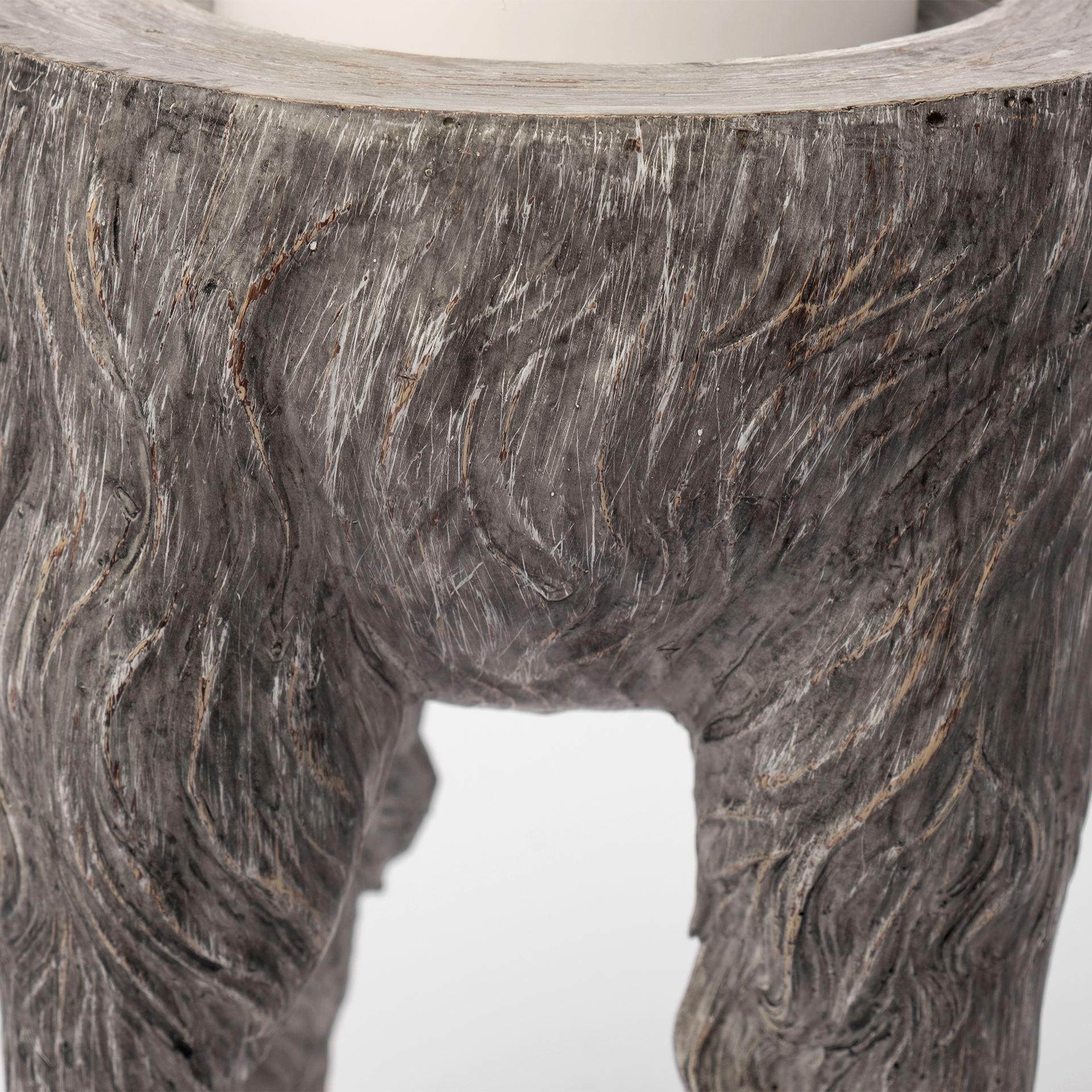 Pan Small Gray Ceramic Hoofed Table Candle Holder, Candles & Candle Holder by Mercana, 5" length x 5" width x 7" height View 4