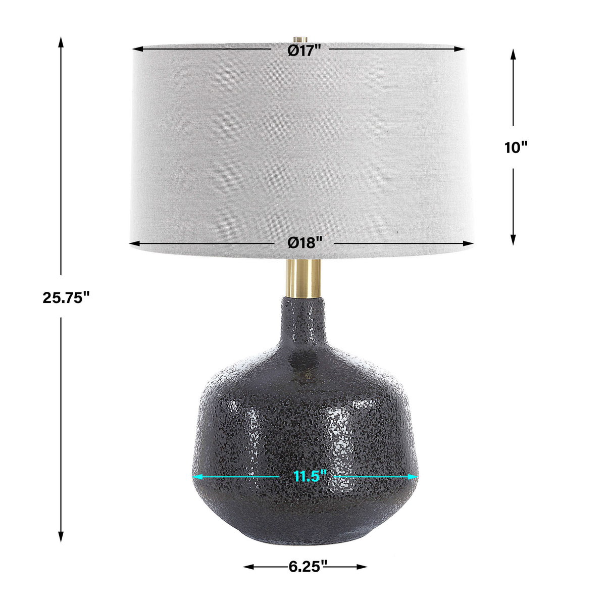 Flanagan Mottled Gloss Table Lamp, by Uttermost, 18" width x 25.75" height x 18" depth View 3