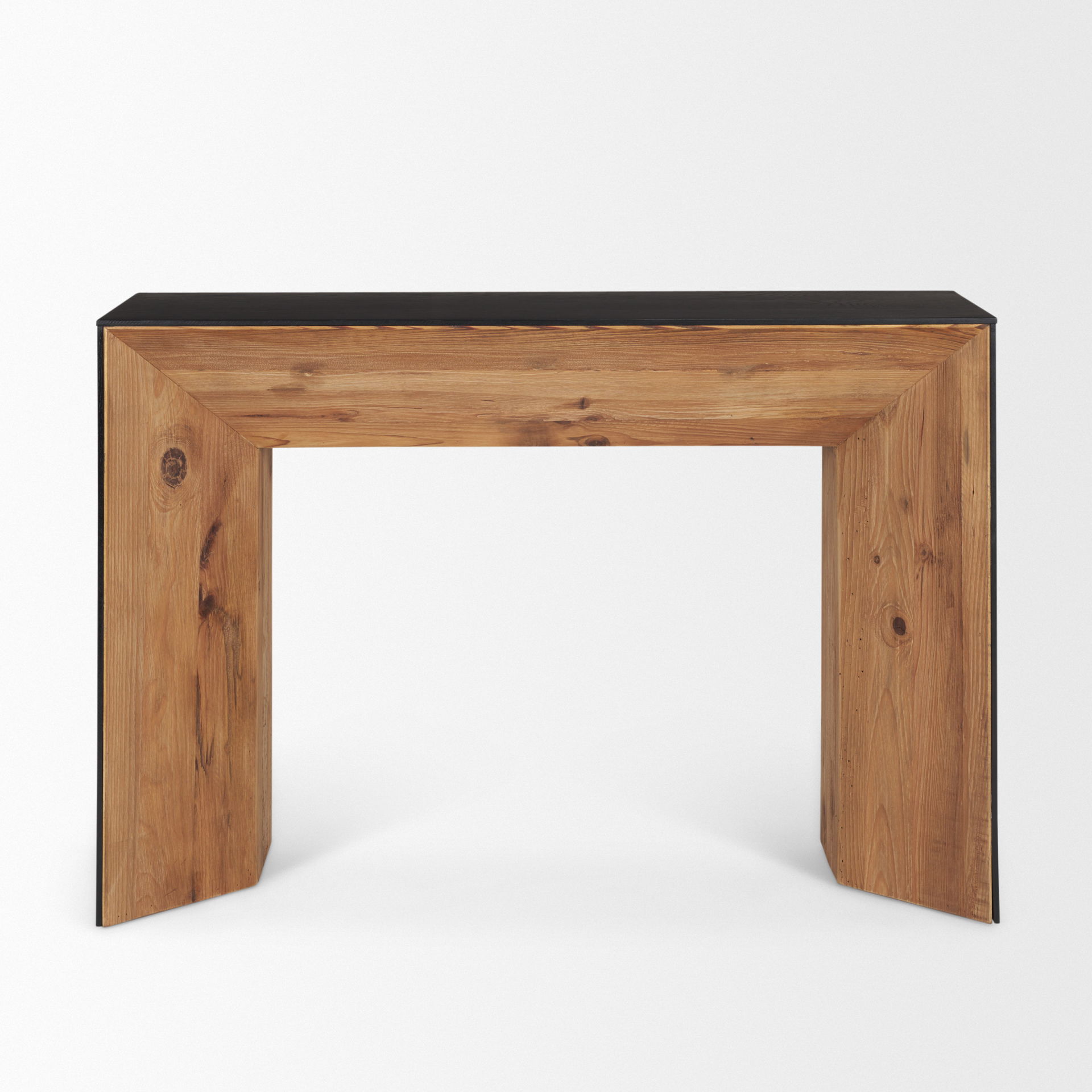 Tabor Natural Wood with Black Oak Waterfall Console Table, by Mercana, 47" length x 16" width x 31" height View 5