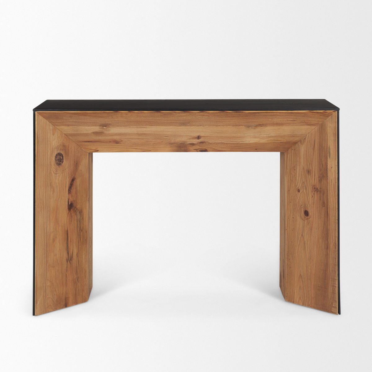 Tabor Natural Wood with Black Oak Waterfall Console Table, by Mercana, 47" length x 16" width x 31" height View 5