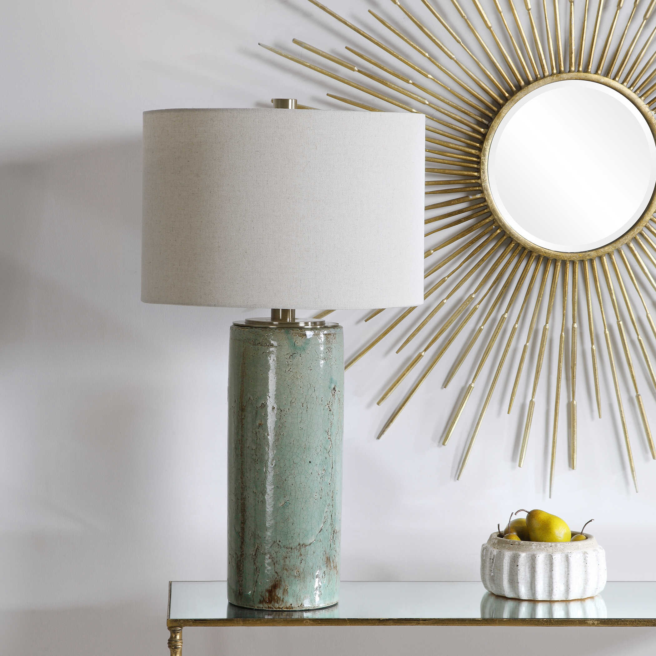 Callais Crackled Aqua Table Lamp large image 