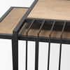 Miles Black Metal with Light Wood Nesting End/Side Table, Side & End Table by Mercana, 22" length x 22" width x 24" height thumbnail 9