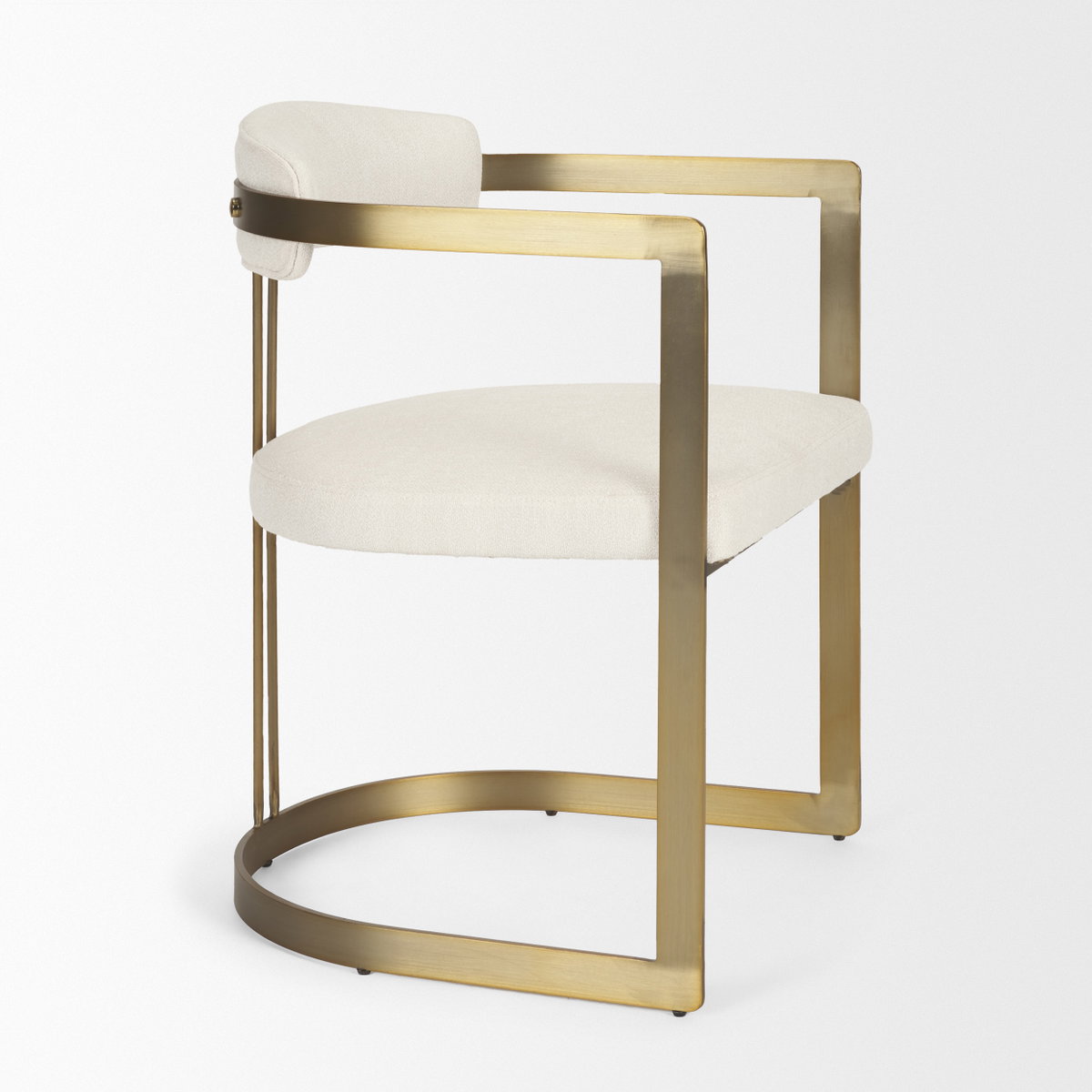 Hollyfield Curved Back Dining Arm Chair | Cream Fabric with Gold Iron, Dining Chair by Mercana, 20.47" length x 21.26" width x 29.53" height View 11