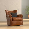 Bugatti Leather Swivel Chair  Cuba Brown, by Sarreid, 2'5" length x 2'8" width x 2'9" height thumbnail 13