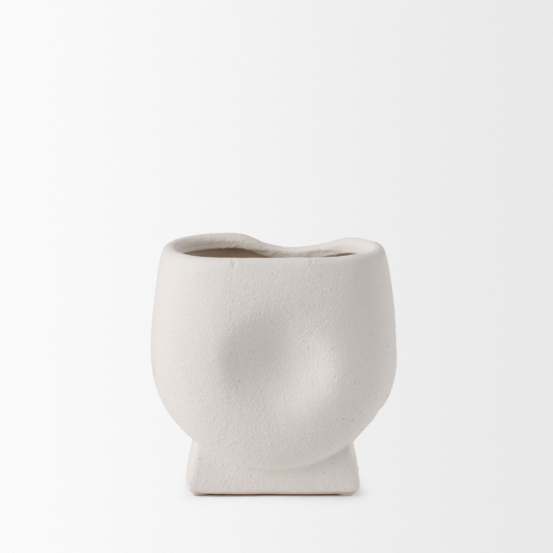 Darian Small Textured Matte White Ceramic Vase large image 