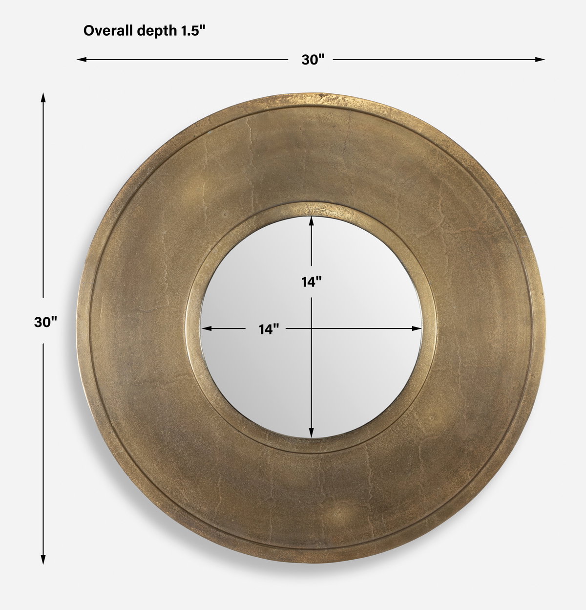 Axel Round Brass Mirror, by Uttermost, 30" width x 30" height x 1.5" depth View 3