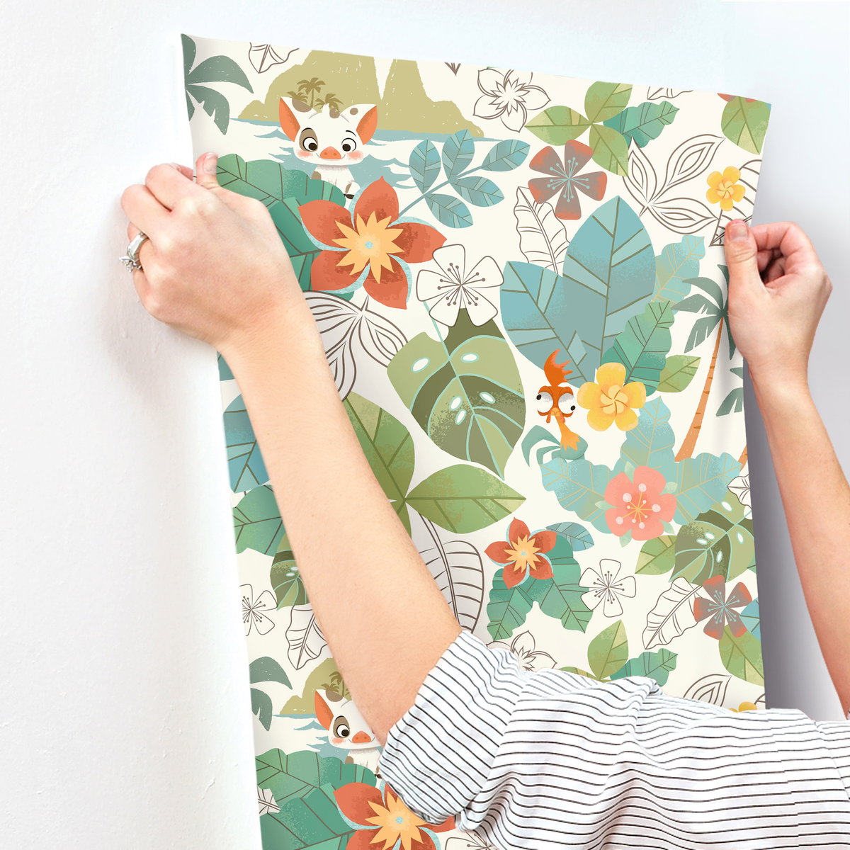 Disney Moana Jungle Red & Green Wallpaper, by York Wall, 33' length x 1'8.5" width x 0.02" depth View 4