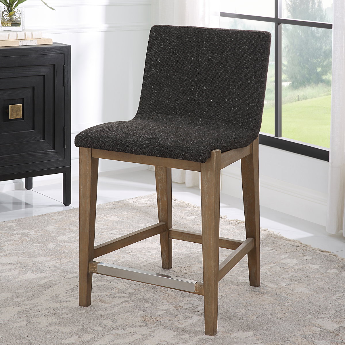 Klemens Chocolate Counter Stool, Counter & Bar Stool by Uttermost, 20" width x 38.5" height x 23" depth View 2