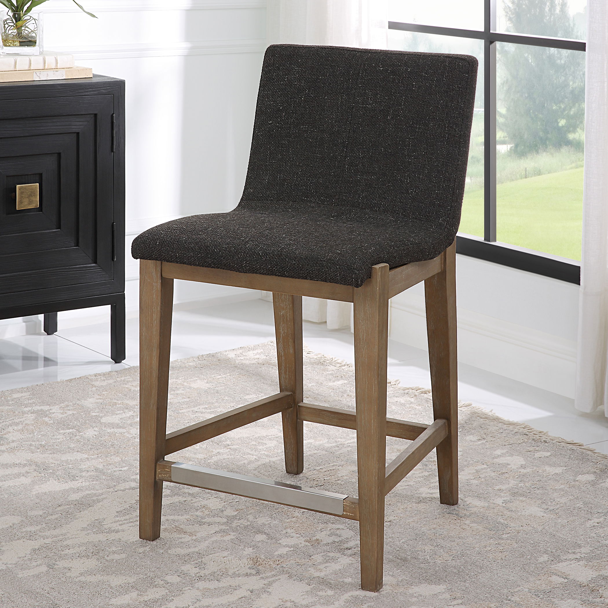 Klemens Chocolate Counter Stool, Furniture by Uttermost, 20" width x 38.5" height x 23" depth View 2