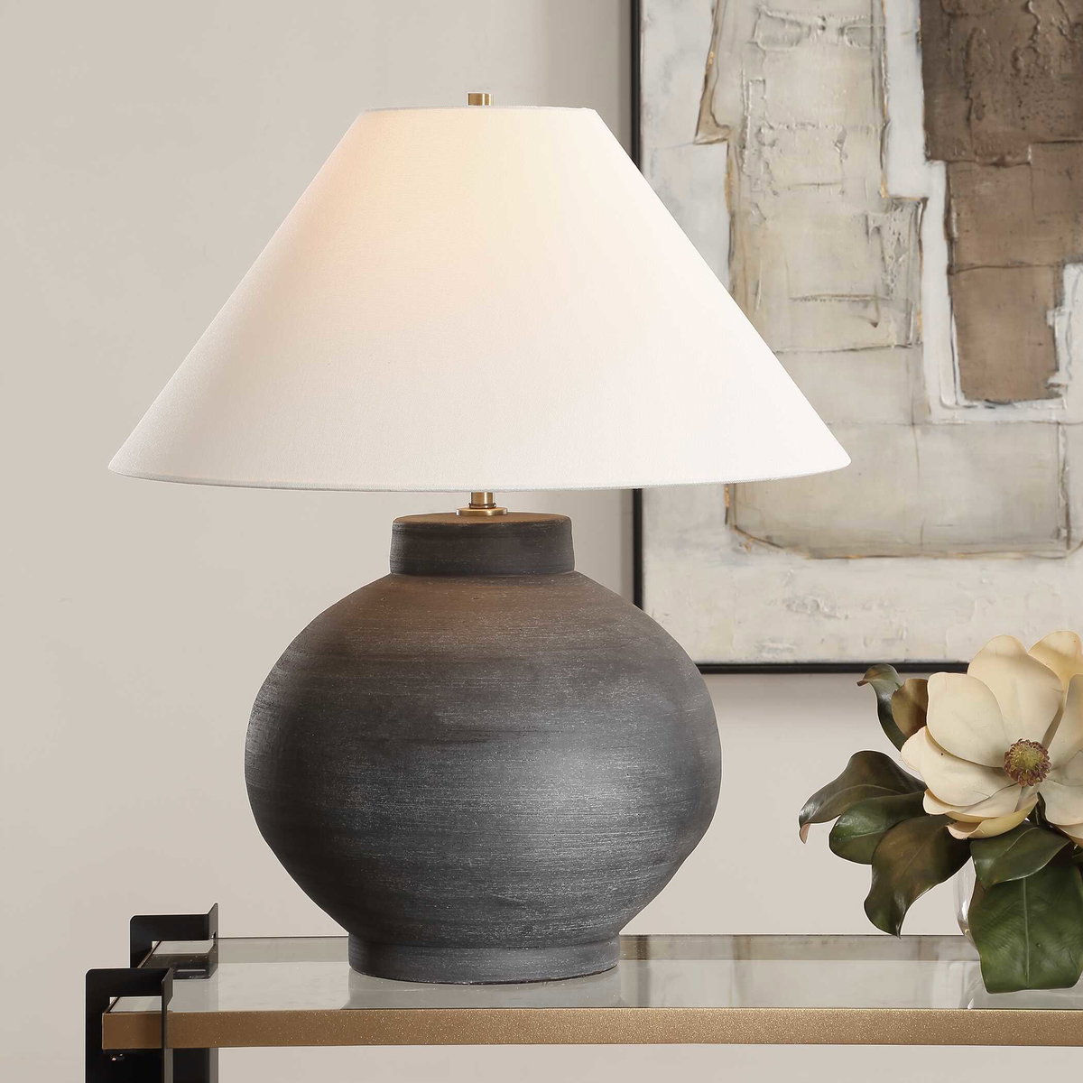 Tramore Rustic Charcoal Table Lamp, by Uttermost, 1'10" width x 2'1.5" height x 1'10" depth View 2