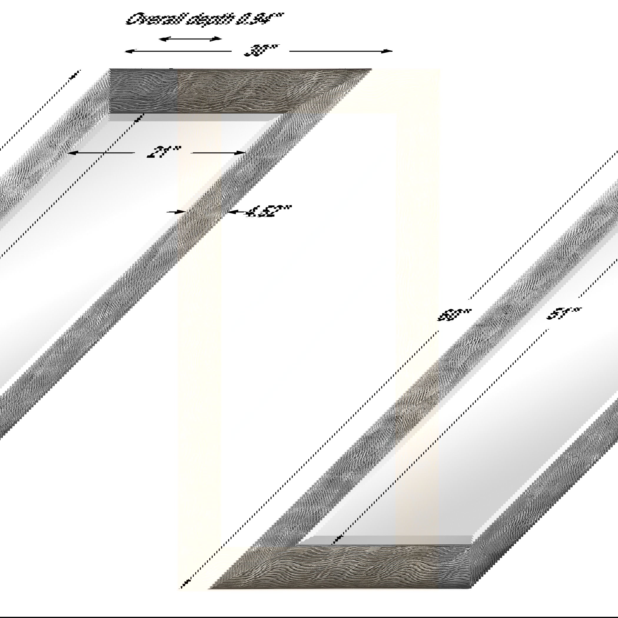 Maeona Metallic Silver Mirror, by Uttermost, 30" width x 60" height x 0.94" depth View 3
