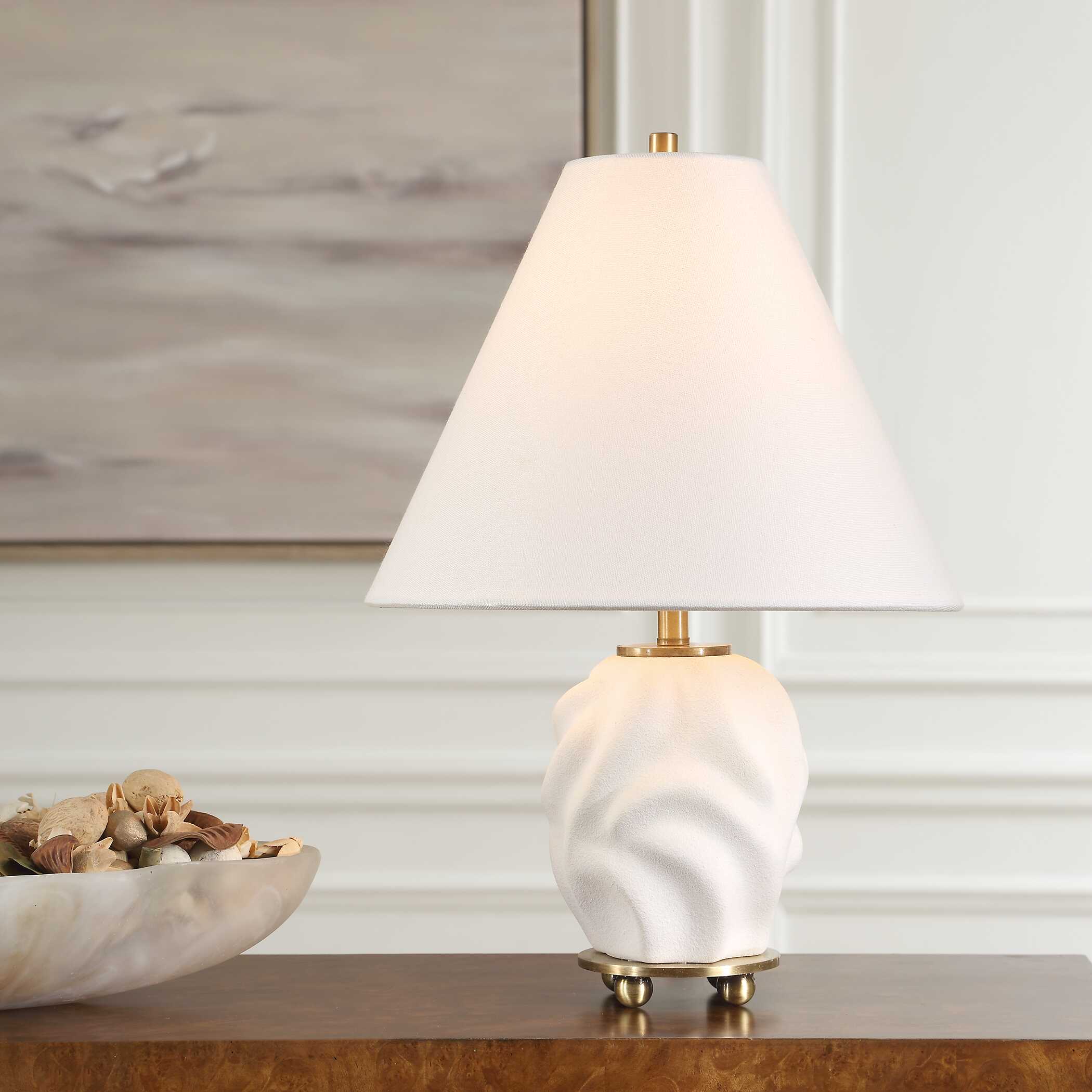 Bora White Accent Lamp, by Uttermost, 12" width x 17.5" height x 12" depth View 2