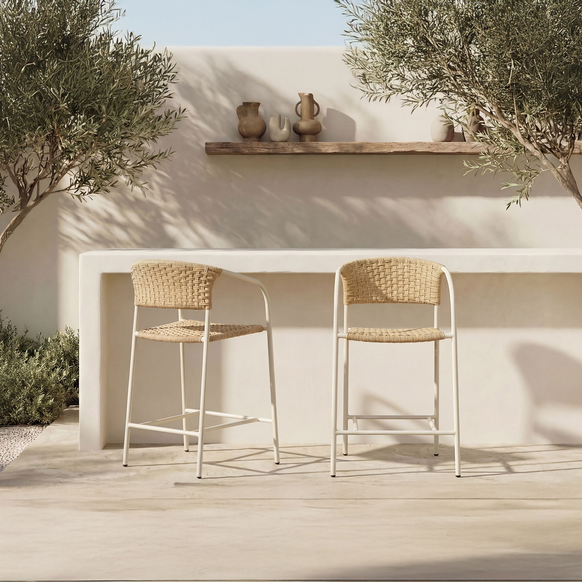 Zola Outdoor Bar Stool Natural, Outdoor Chair by Moe's Home, 2' width x 3'6.6" height x 1'11" depth View 8