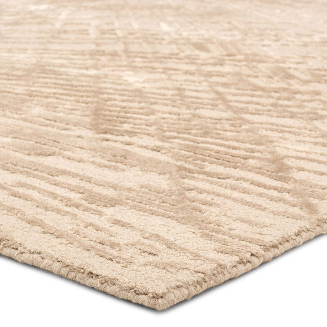 Jaipur Living Pranhita APS01 Handknotted Medallion Tan and Cream Area Rug (9'x12') large image 