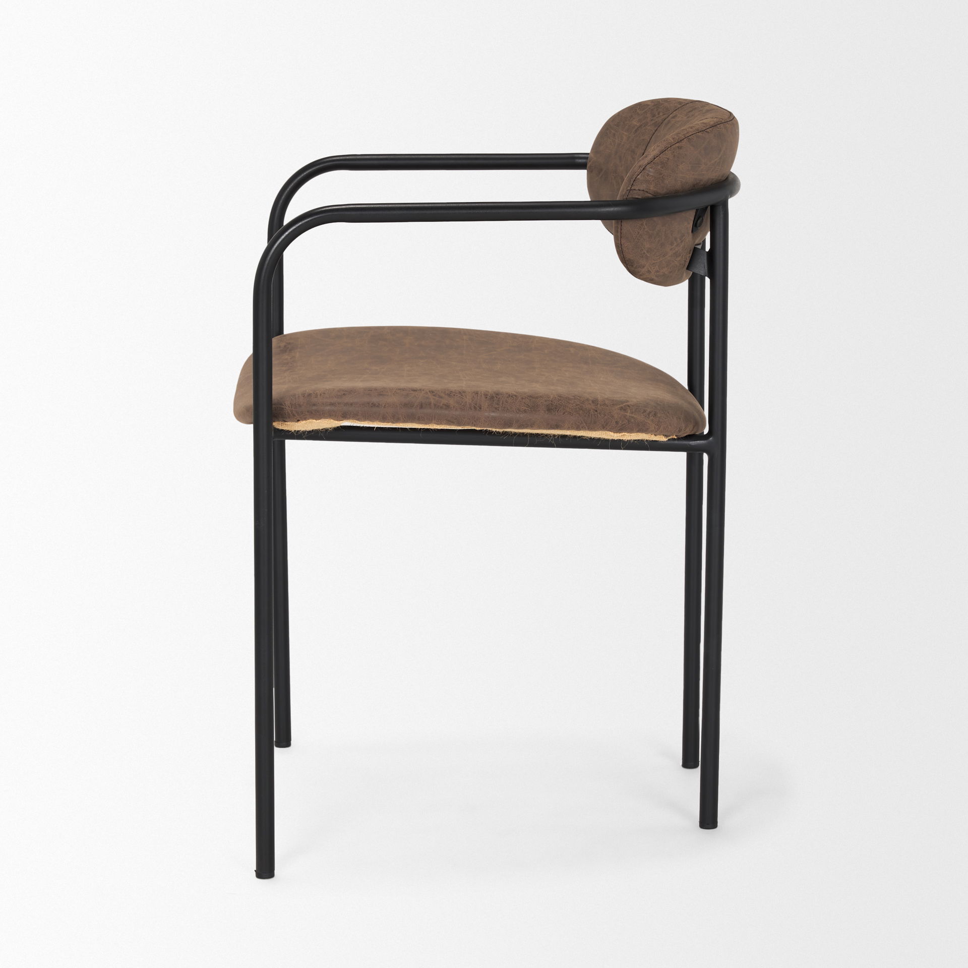 Parker Muted Brown Faux Leather with Black Metal Dining Chair large image 