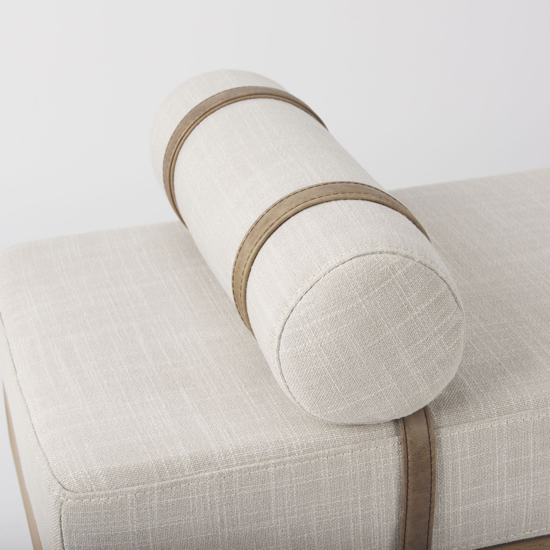 Colburne Cream Fabric with Brown Wood Bench large image 