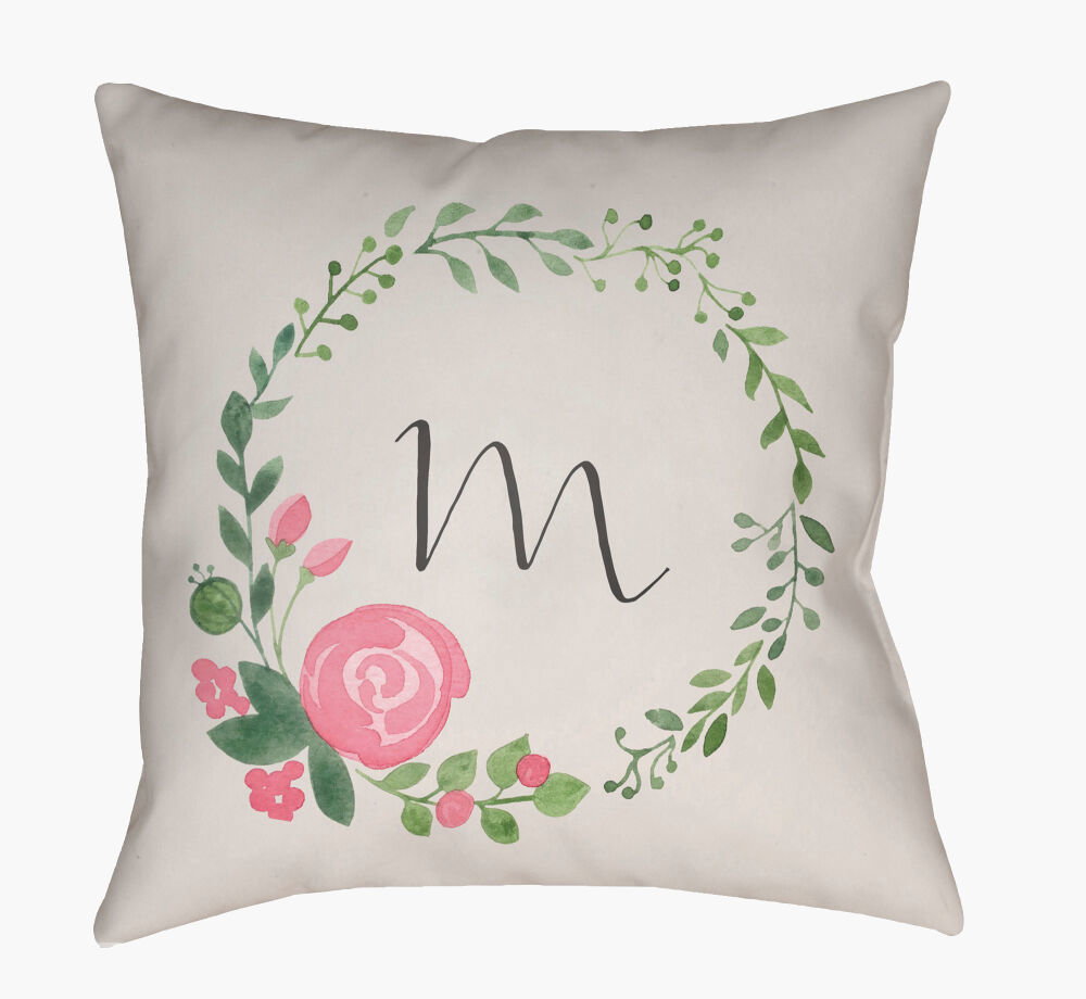 Initials II Accent Pillow, Decorative Pillow by Surya, 18" length x 18" width