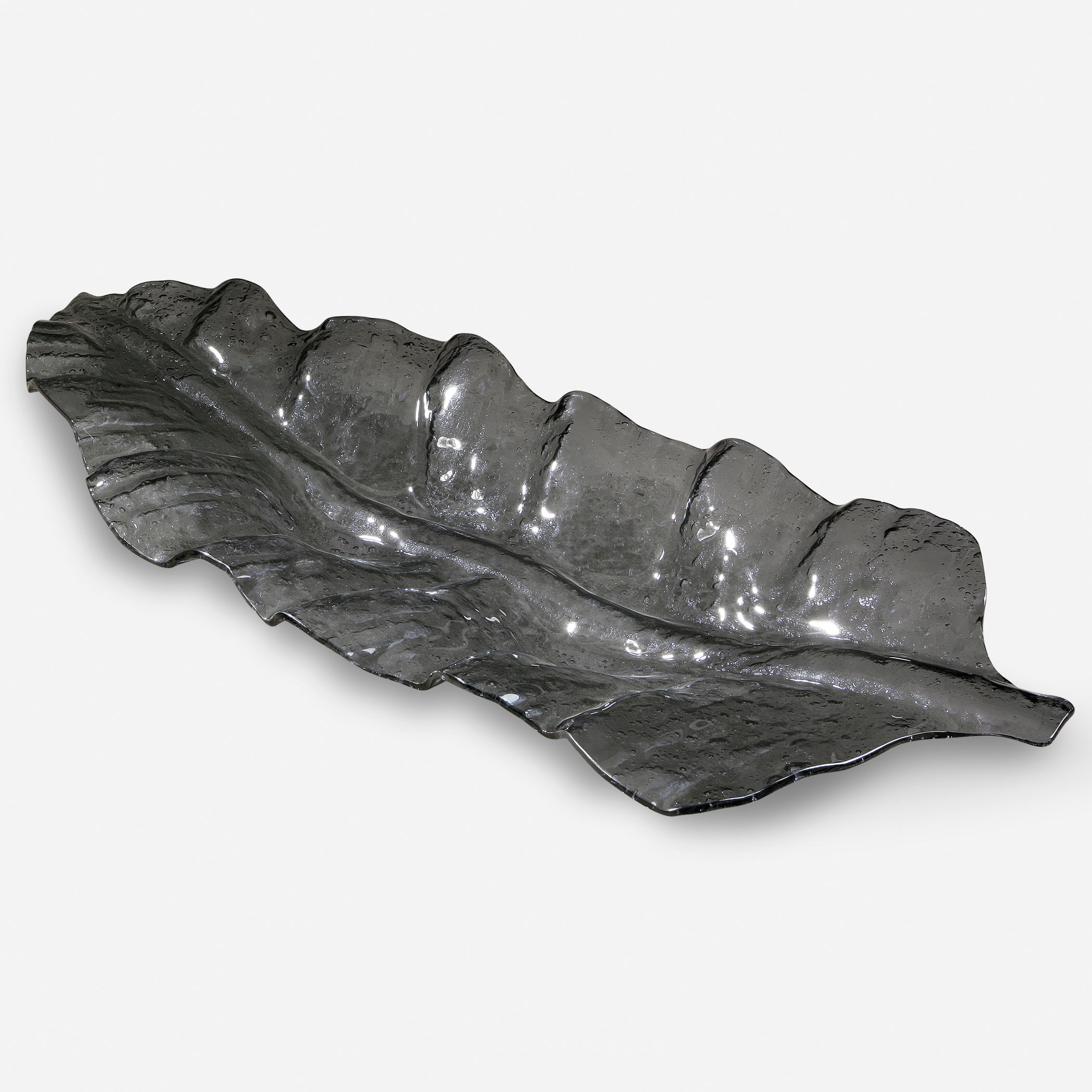 Smoked Leaf Glass Tray large image 