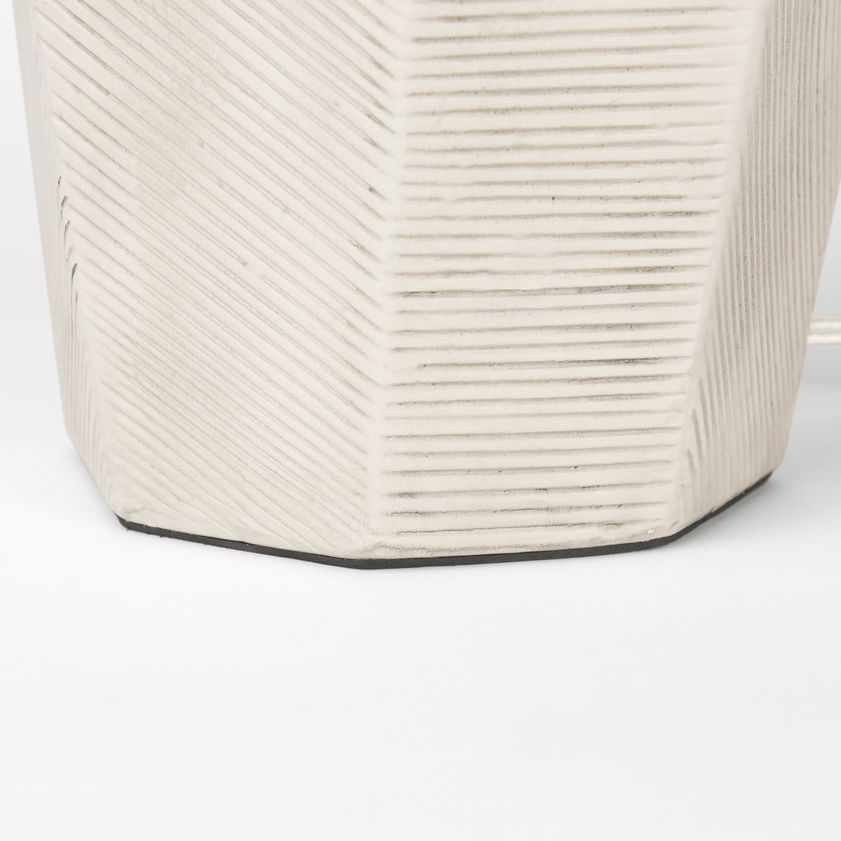 Piven White with Antiqued Wash Textured Ceramic Table Lamp, by Mercana, 18" length x 18" width x 29.5" height View 10