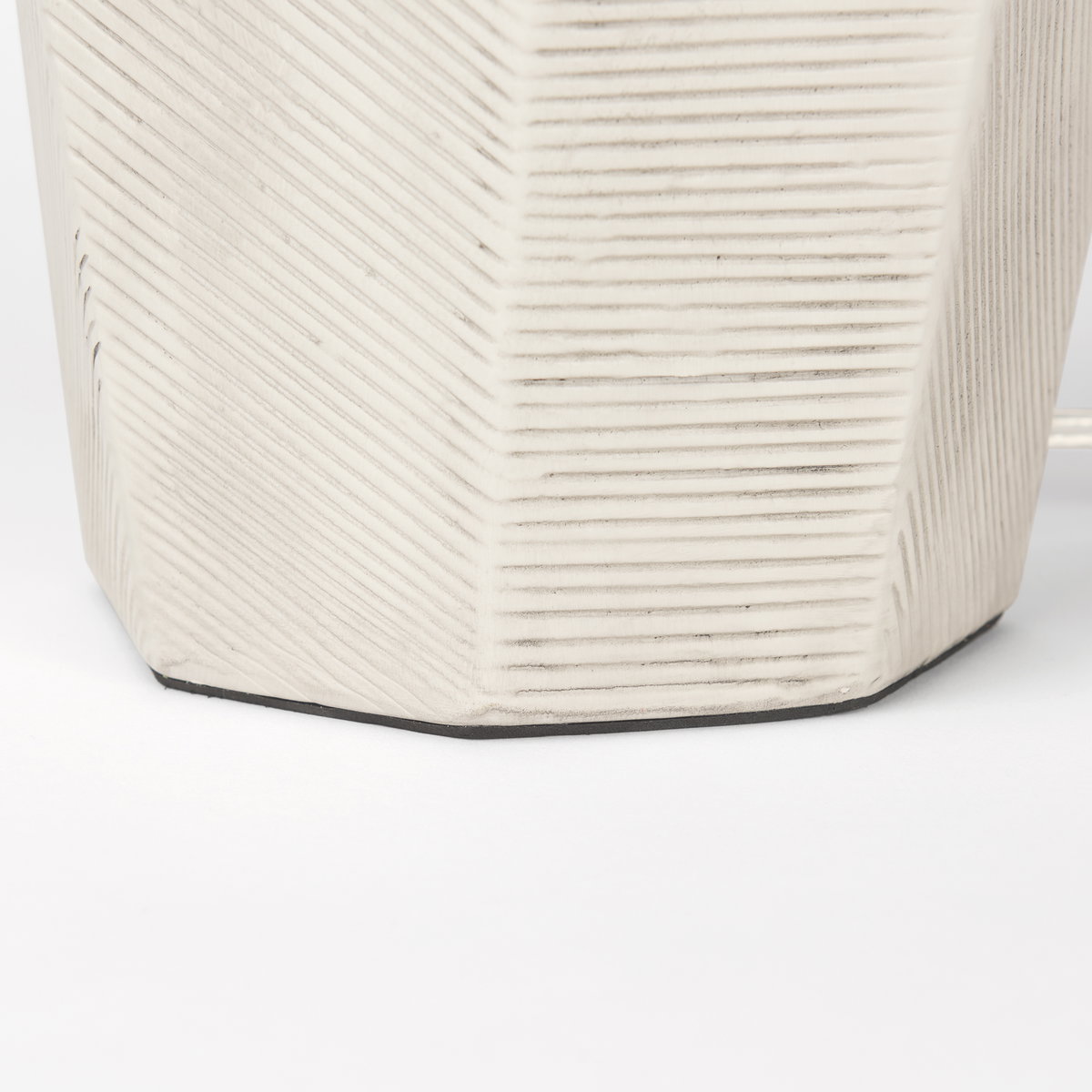 Piven White with Antiqued Wash Textured Ceramic Table Lamp, by Mercana, 18" length x 18" width x 29.5" height View 10