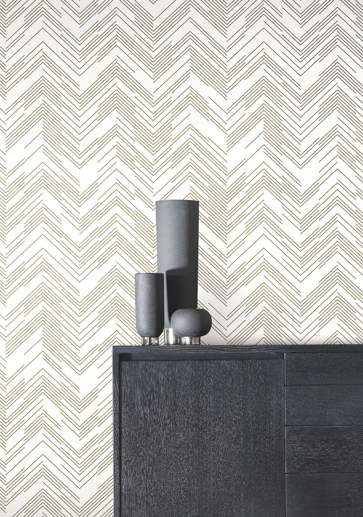 Polished Chevron White & Gold Wallpaper large image 