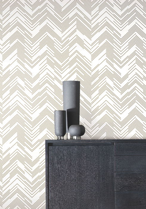 Polished Chevron White & Gold Wallpaper