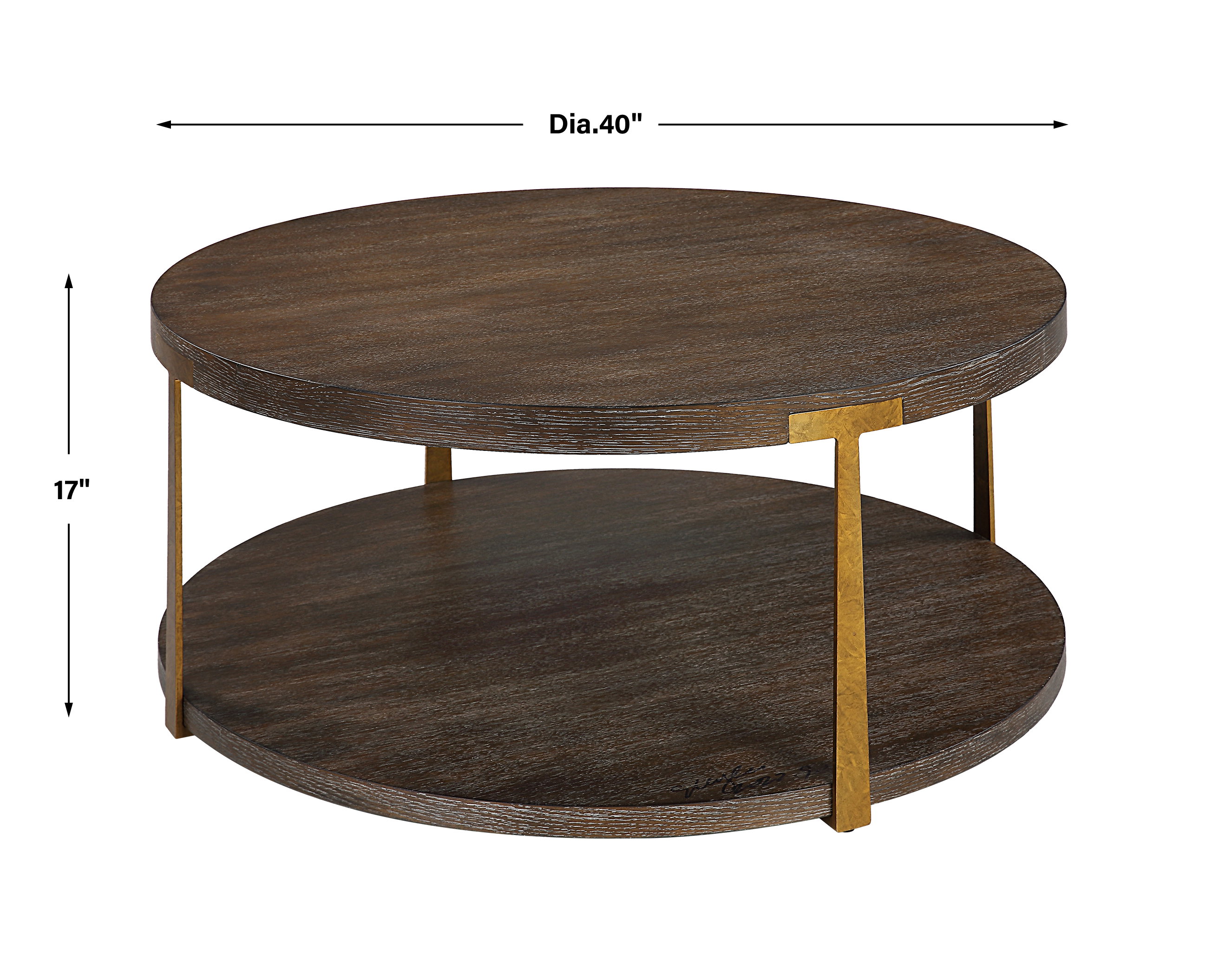 Palisade Round Wood Coffee Table, Furniture by Uttermost, 40" width x 17" height x 40" depth View 3