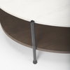 Larkin White Marble Top with Dark Brown Wood Shelf Oval Coffee Table, by Mercana, 48" length x 30" width x 16" height thumbnail 6