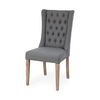 Mackenzie II Gray Plush Linen Covering Ash Solid Wood Base Dining Chair, by Mercana, 20.25" length x 24" width x 40.5" height thumbnail 1