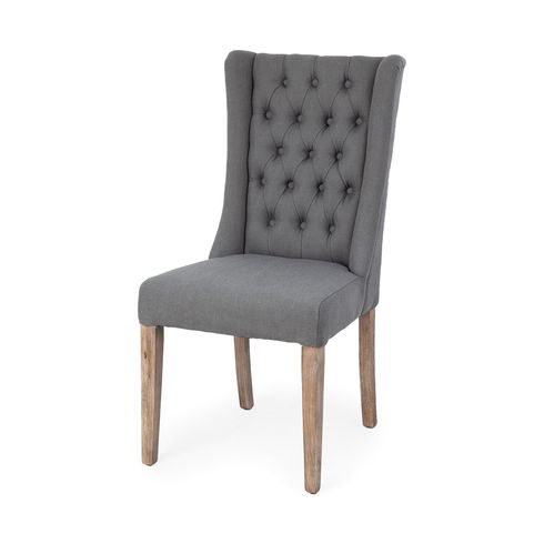 Mackenzie II Gray Plush Linen Covering Ash Solid Wood Base Dining Chair