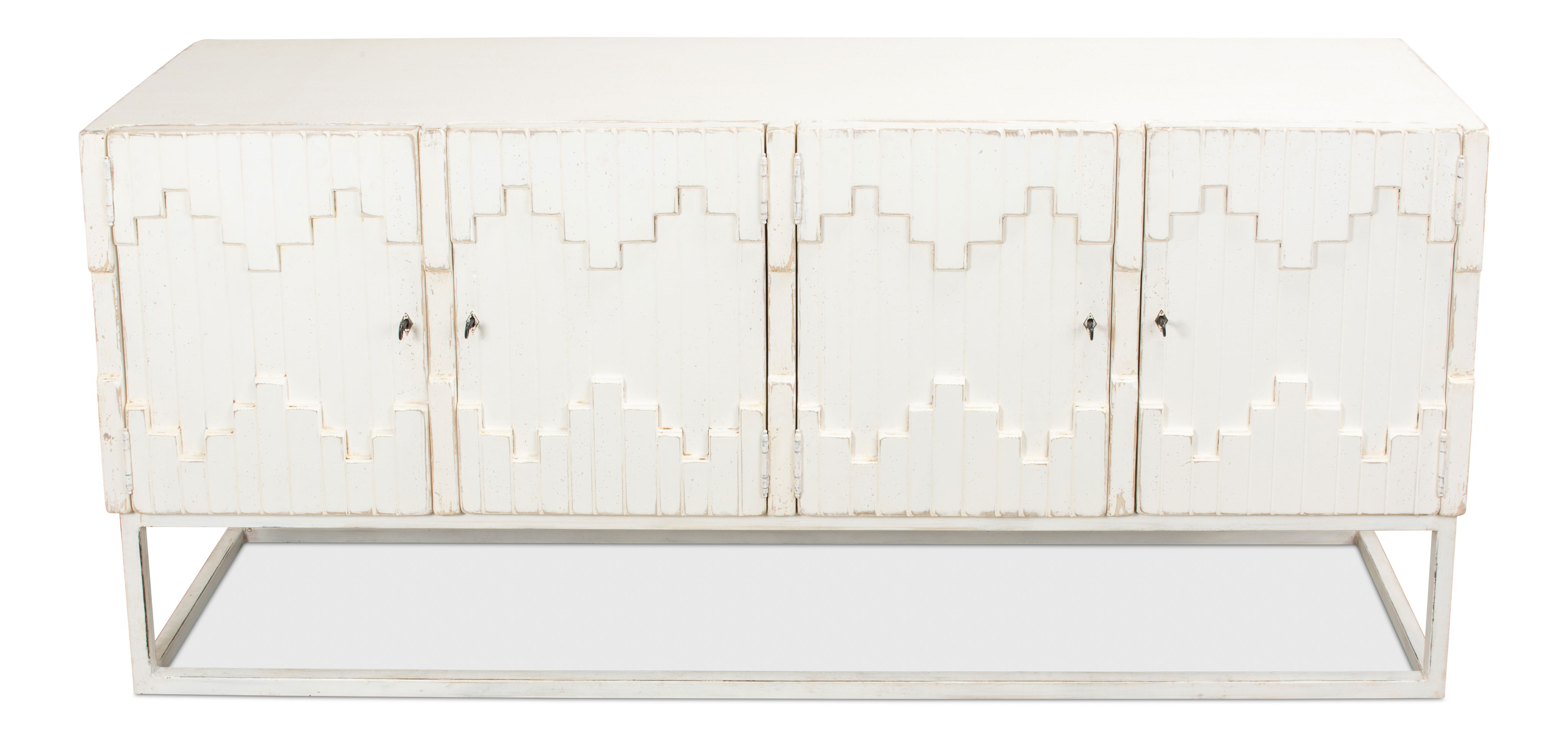 Aztec Sideboard On Stand, Whitewash, Cabinets & Sideboard by Sarreid, 80" length x 21" width x 35" height View 13