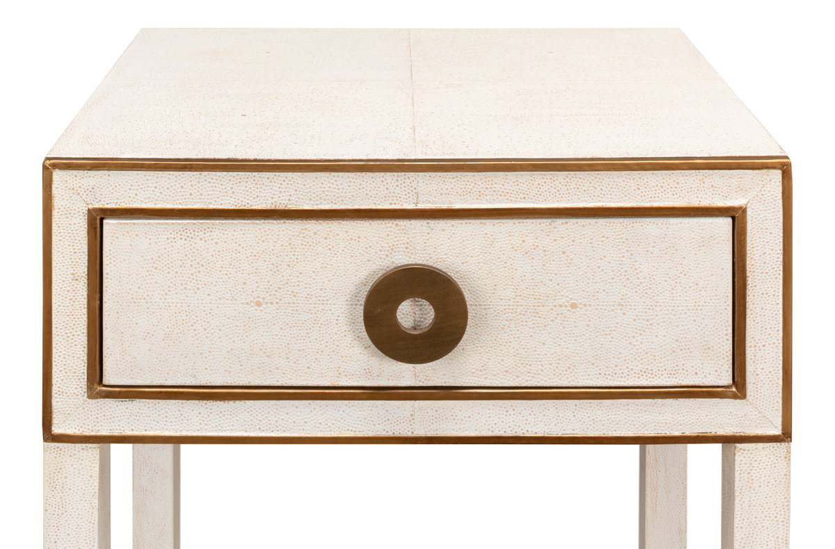 Gabriella Shagreen Nightstand Osprey Wht, by Sarreid, 1'2" length x 1'8" width x 2'7" height View 10