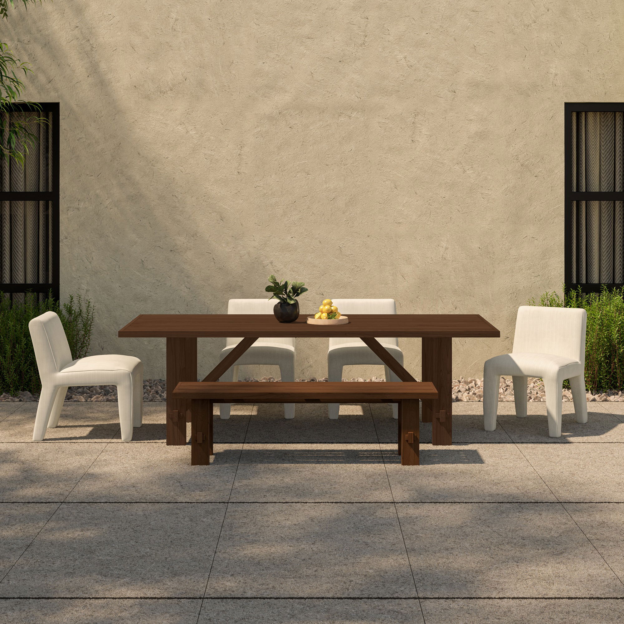 Esmond Outdoor Dining Table Brown, Outdoor Table by Moe's Home, 8'1.99" width x 2'6.24" height x 3'6.01" depth View 6
