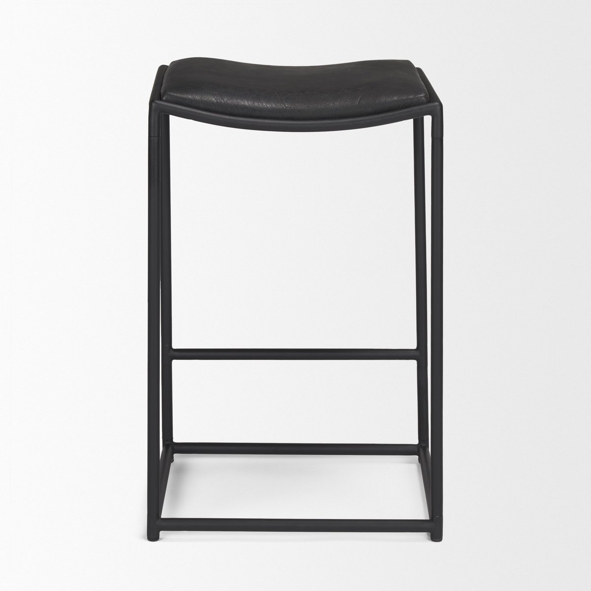 Taniel Backless 27.25in Seat Counter Stool | Black Leather with Metal, Counter & Bar Stool by Mercana, 18" length x 16" width x 27.75" height View 7