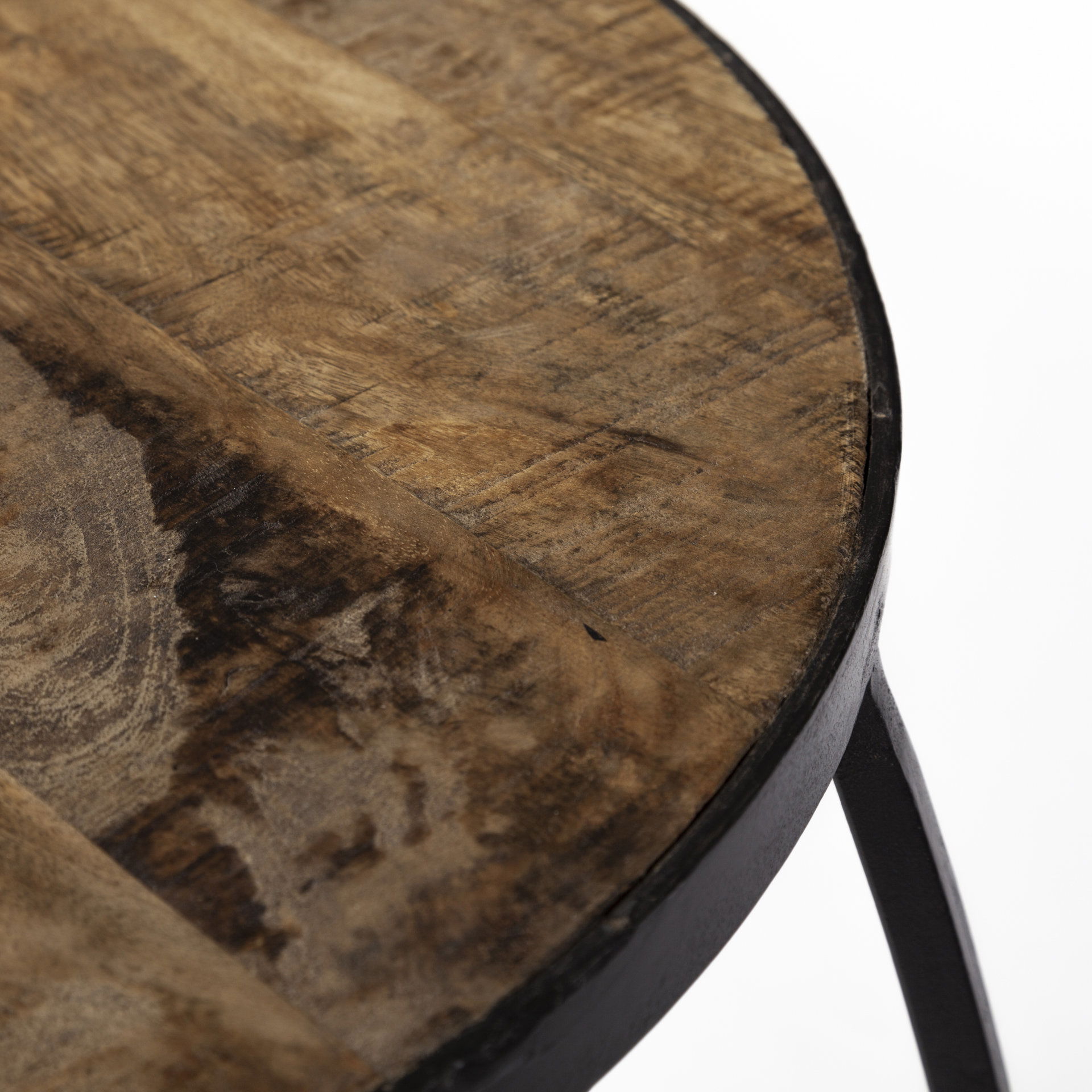 Clapp IV (Set of 2) 20L x 20W Brown Round Wood Top with Black Iron Frame Nesting Accent Tables large image 