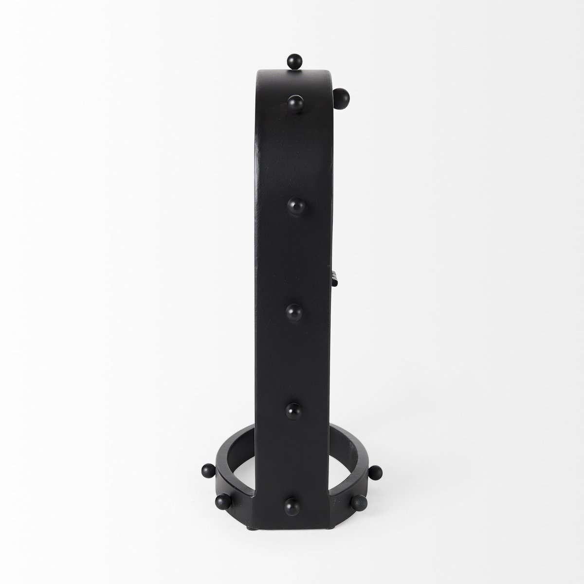 Marian  Black Studded  Table Clock, by Mercana, 7.48" length x 5.71" width x 12.99" height View 5