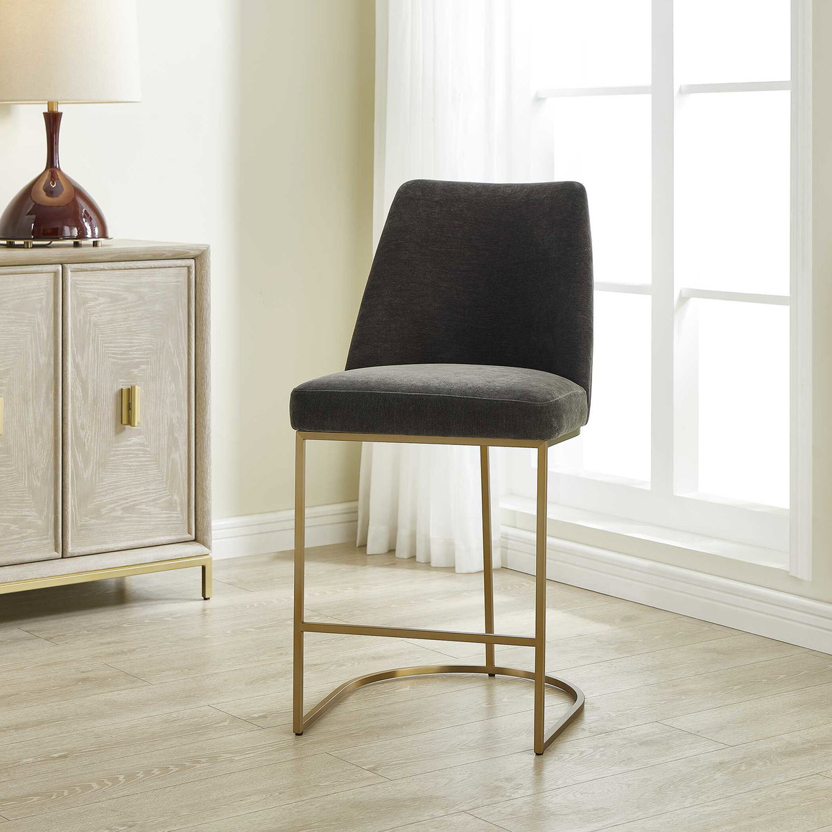 Hanni Charcoal Counter Stool, Counter & Bar Stool by Uttermost, 20.25" width x 40" height x 24.5" depth View 2