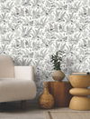 Mushroom Garden Toile Black & Grey Wallpaper thumbnail 2