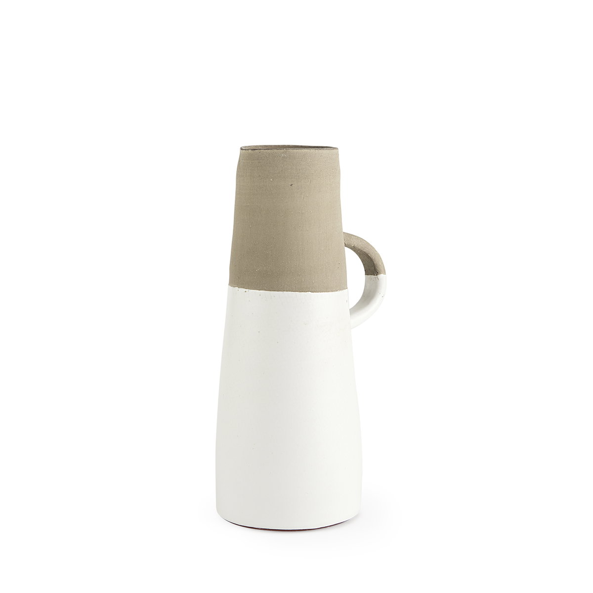 Garand Medium 15H Two-Toned White Natural Ceramic Jug, Decorative Jar by Mercana, 7.48" length x 5.12" width x 13.58" height View 1