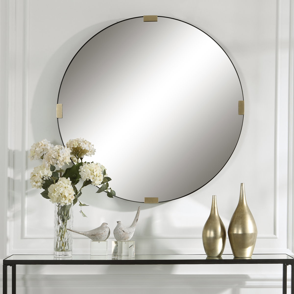 Clip Modern Round Mirror, by Uttermost, 3'6.25" width x 3'6.25" height x 1.62" depth View 2