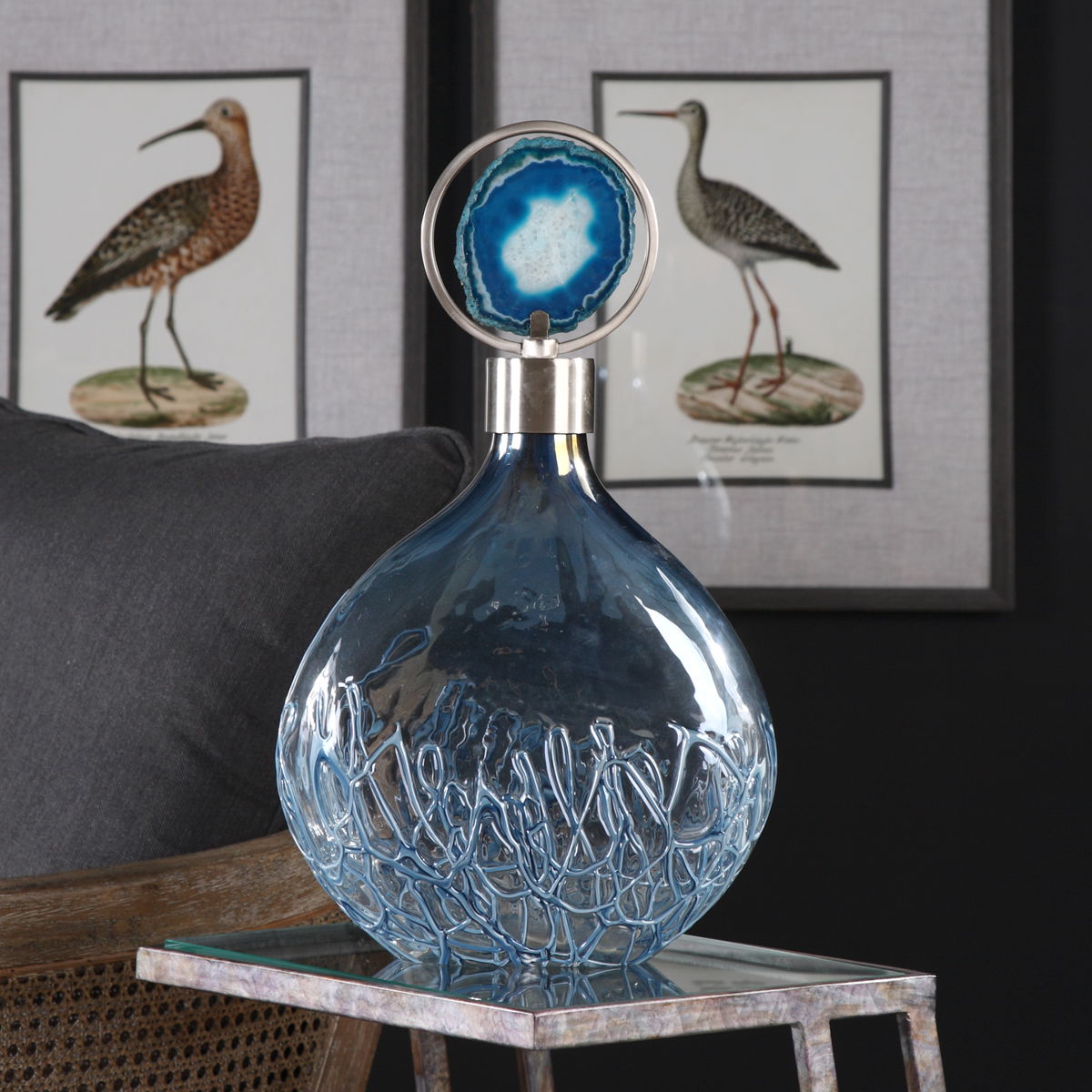 Rae Sky Blue Vase, by Uttermost, 10.5" width x 18.5" height x 4" depth View 2