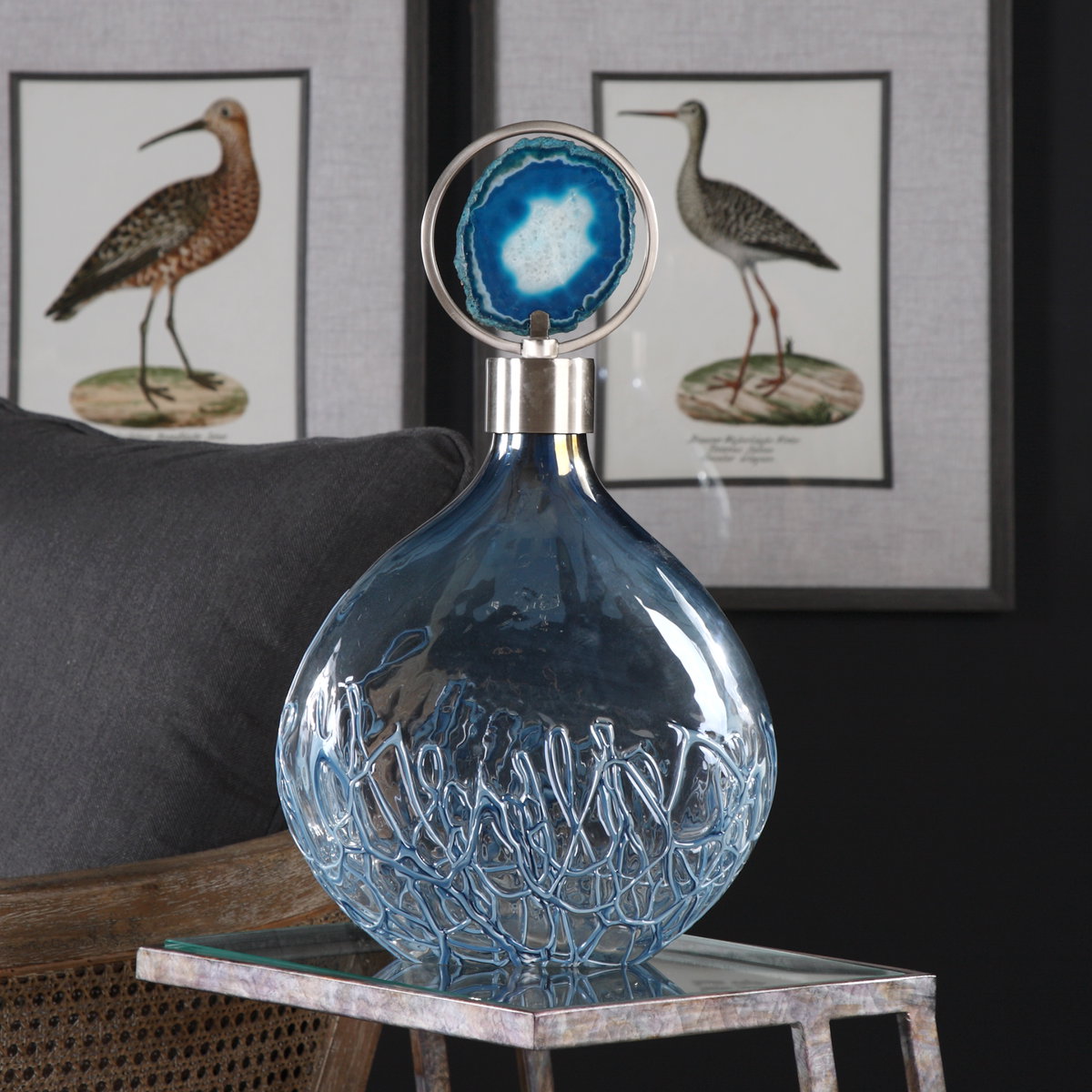 Rae Sky Blue Vase, by Uttermost, 10.5" width x 18.5" height x 4" depth View 2